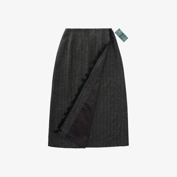 Harvé Benard NWT Wool Blend Fringe Wrap Skirt 🖤✨ - Picture 3 of 5